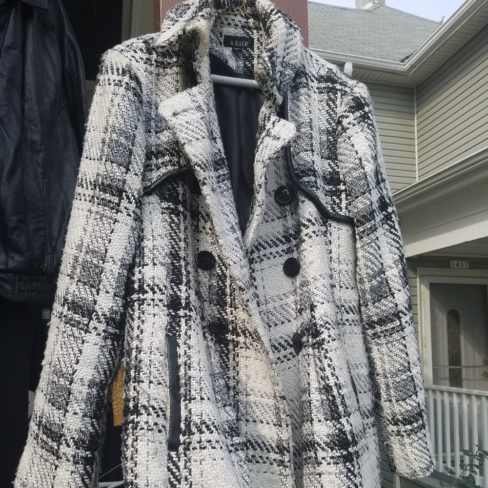 Plaid Button Up Pea Coat